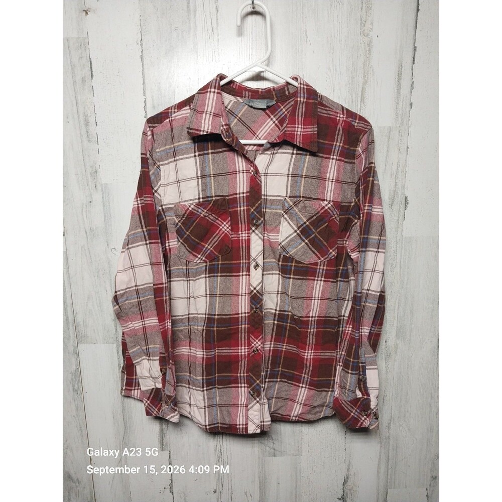 Natural Reflection Plaid Shirt Long Sleeve Button Up Flannel Women’s XL